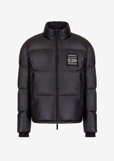 Пуховик с логотипом Icon Armani Exchange, черный