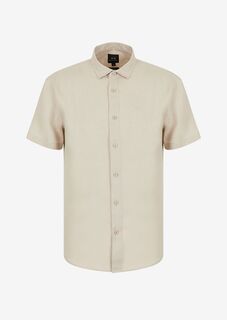 Льняная рубашка классического кроя Armani Exchange, бежевый