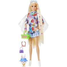 Кукла Barbie Экстра кукла в синей юбке с гибкими суставами HDJ45