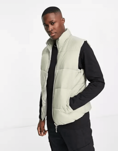 Утепленный жилет Pull&amp;Bear Puffer, светло-зеленый