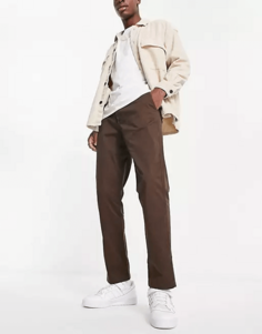 Узкие брюки Pull&amp;Bear Chinos, коричневый