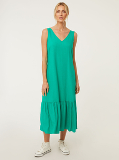 Ярко-зеленое платье-миди из смесовой льняной ткани George., зеленый