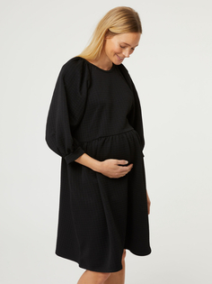 Черное объемное мини-платье с вафельной текстурой для беременных George., черный