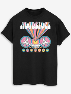 Черная футболка с принтом для взрослых NW2 Woodstock August 69 George., черный