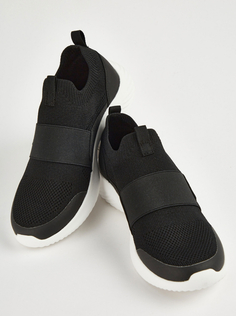 Черные вязаные эластичные кроссовки без шнурков George., черный