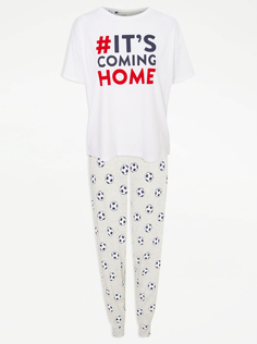 Футбольная пижама Matching England со слоганом для взрослых George.