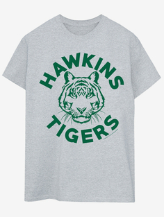 Серая футболка для взрослых NW2 Stranger Things Hawkins Tigers George., серый