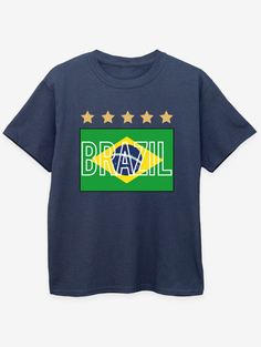 Детская темно-синяя футболка с принтом NW2 Football Brazil Flag George., нави