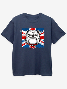Детская темно-синяя футболка с принтом NW2 Pets German Bulldog Flag George., нави