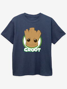 Детская темно-синяя футболка NW2 Guardians of the Galaxy Groot Badge George., нави