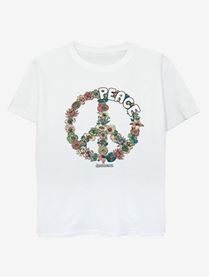 Белая футболка с принтом для детей NW2 Woodstock Floral Peace Kids George., белый