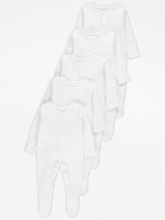 Белые пижамы с длинным рукавом (5 шт.) George., белый