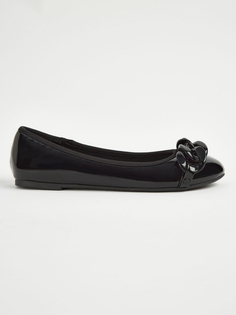 Черные балетные школьные туфли с лакированной цепочкой для девочек George., черный