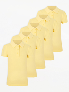 Желтая школьная рубашка-поло с гребешком для девочек (5 шт.) George., желтый