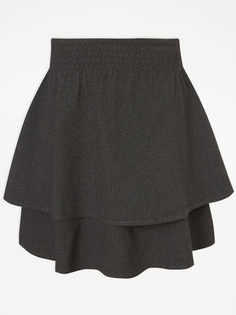 Серая многоуровневая школьная юбка для девочек George., серый