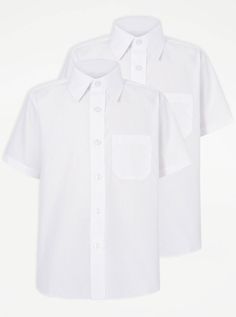 Белая школьная рубашка с короткими рукавами для мальчиков (2 шт.) George., белый
