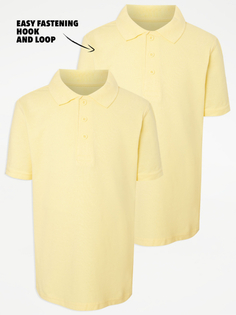 Набор из 2 желтых школьных рубашек-поло Easy On с короткими рукавами George., желтый