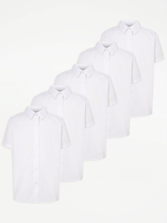 Белая школьная рубашка с коротким рукавом для девочек (5 шт.) George., белый