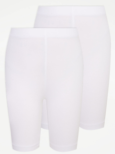 Белые школьные велосипедные шорты из джерси для девочек (2 шт.) George., белый