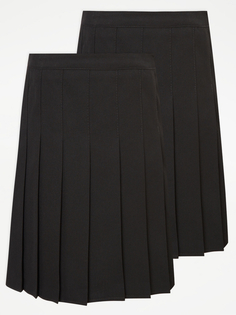 Черная школьная юбка со складками для девочек (2 шт.) George., черный