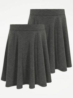 Серая школьная юбка-скейтер для девочек (2 шт.) George., серый