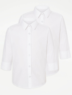 Белая школьная рубашка с рукавами 3/4 для девочек (2 шт.) George., белый