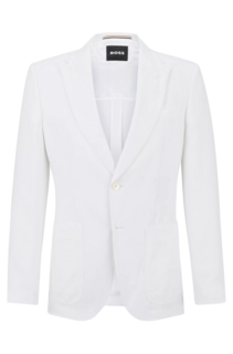 Пиджак приталенного кроя с заостренными лацканами Hugo Boss Linen, белый