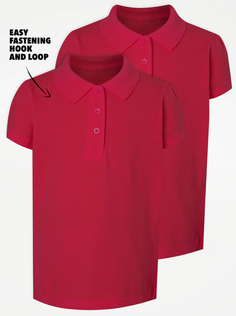 Набор из 2 красных рубашек поло с фестонами Easy On George., красный