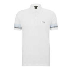 Рубашка-поло Hubo Boss Cotton-pique With Repeat-logo Sleeves, белый