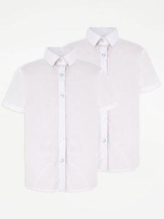 Белая приталенная школьная рубашка с коротким рукавом для девочек (2 шт.) George., белый