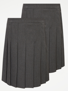 Серая школьная юбка большого размера со складками для девочек (2 шт.) George., серый