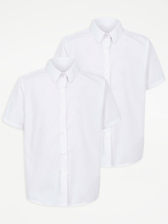 Белая школьная рубашка большого размера с коротким рукавом для девочек (2 шт.) George., белый