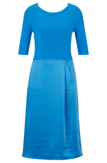 Платье BOSS Mixed-material With Satin Skirt Part, голубой