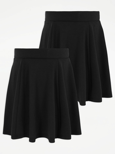 Черная школьная юбка-фигуристка для девочек (2 шт.) George., черный