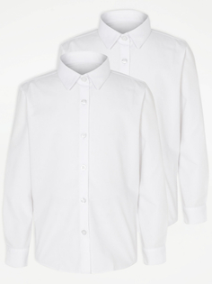 Белая школьная рубашка с длинным рукавом для девочек (2 шт.) George., белый