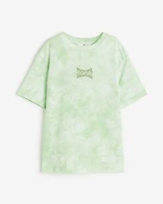 Футболка с принтом спокойный H&amp;M Tranquil Printed Jersey, зеленый/белый H&M