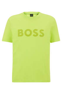 Футболка Boss Crew-neck In Cotton Jersey With Logo Print, светло-зеленый