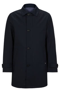 Пальто с внутренним слоем на молнии BOSS Stretch-wool Regular-fit, темно-синий