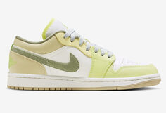 Кроссовки Nike Air Jordan 1 Low Sail, зеленый/оливковый/светло-зеленый