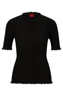Водолазка Hugo Mock-neck With Short Sleeves And Ribbed Structure, черный
