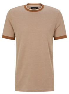 Футболка Boss Micro-pattern T-shirt In Cotton And Silk, бежевый