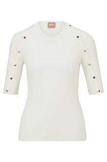 Джемпер Hugo Boss Short-sleeved In Stretch Fabric With Hardware Details, белый