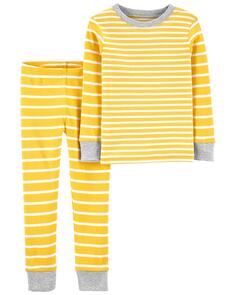 Пижамы из 2 предметов в полоску из 100 % хлопка с облегающим кроем для малышей Carter&apos;s, желтый Carters