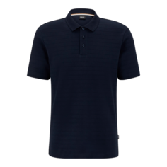 Рубашка-поло Hugo Boss Regular-fit In A Cotton Blend, темно-синий