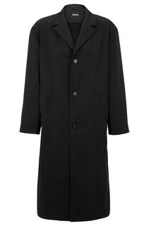 Пальто свободного кроя из чистого шелка BOSS, черный