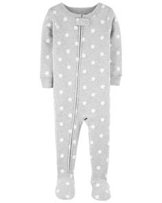 Хлопковая пижама в горошек для малышей, цельнокроеная пижама Carter&apos;s, серый Carters