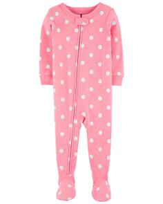 Хлопковая пижама в горошек для малышей, цельнокроеная пижама Carter&apos;s, розовый Carters