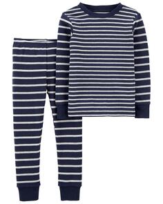 Пижамы из 2 предметов в полоску из 100 % хлопка с облегающим кроем для малышей Carter&apos;s, синий Carters