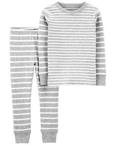 Хлопковые пижамы облегающего кроя в полоску из двух предметов для малышей Carter&apos;s, серый Carters