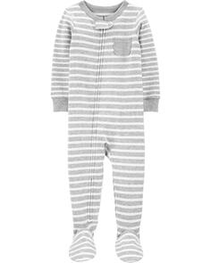 Цельнокроеные пижамы в полоску из 100 % хлопка с плотным кроем для малышей Carter&apos;s, серый Carters